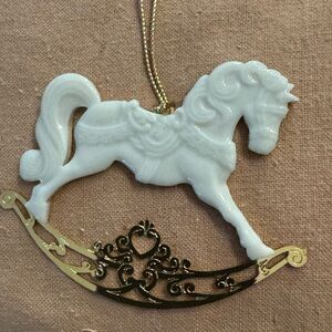 Lenox White and Gold Rocking Horse Ornament